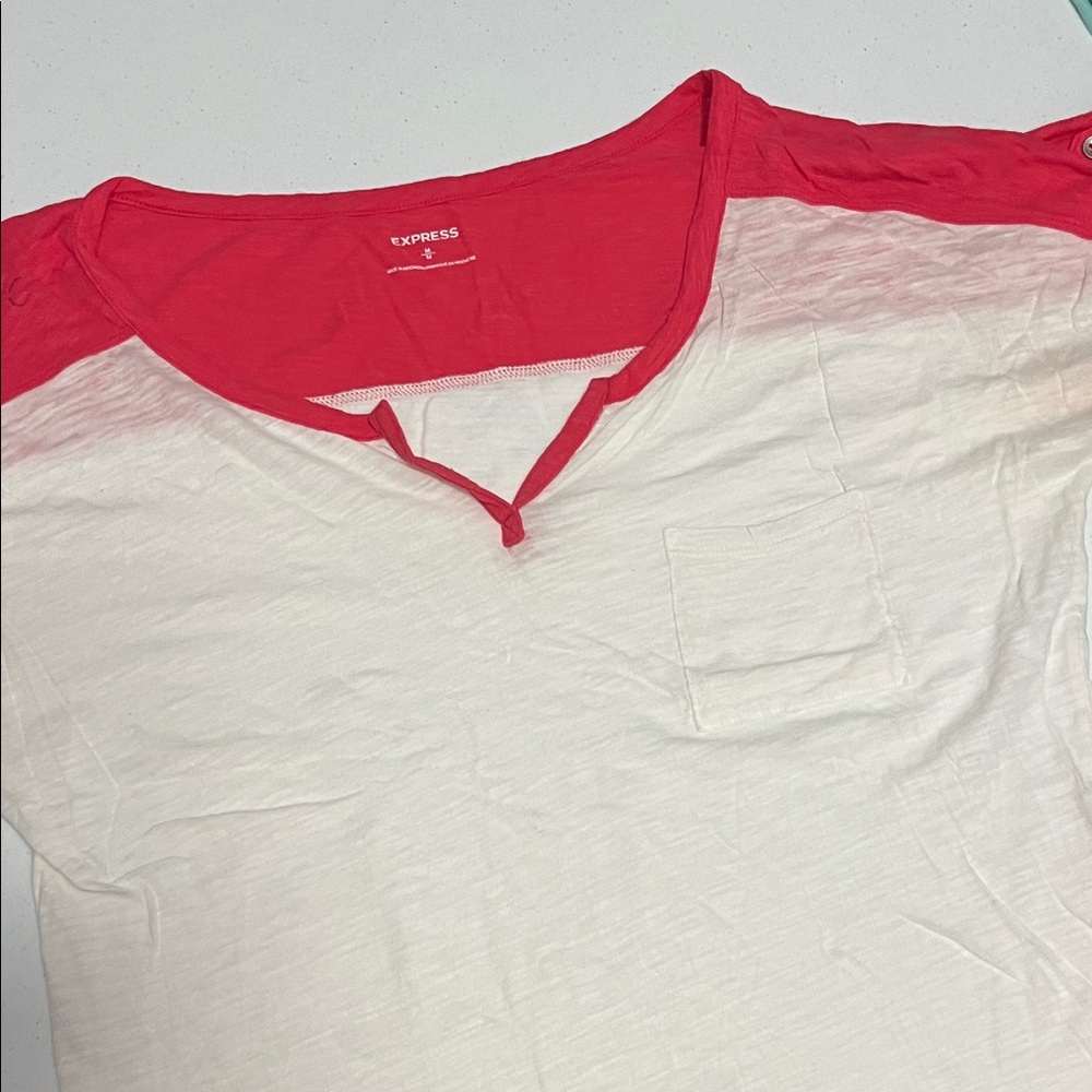 Express Women's Short Sleeve Tee in Red and White